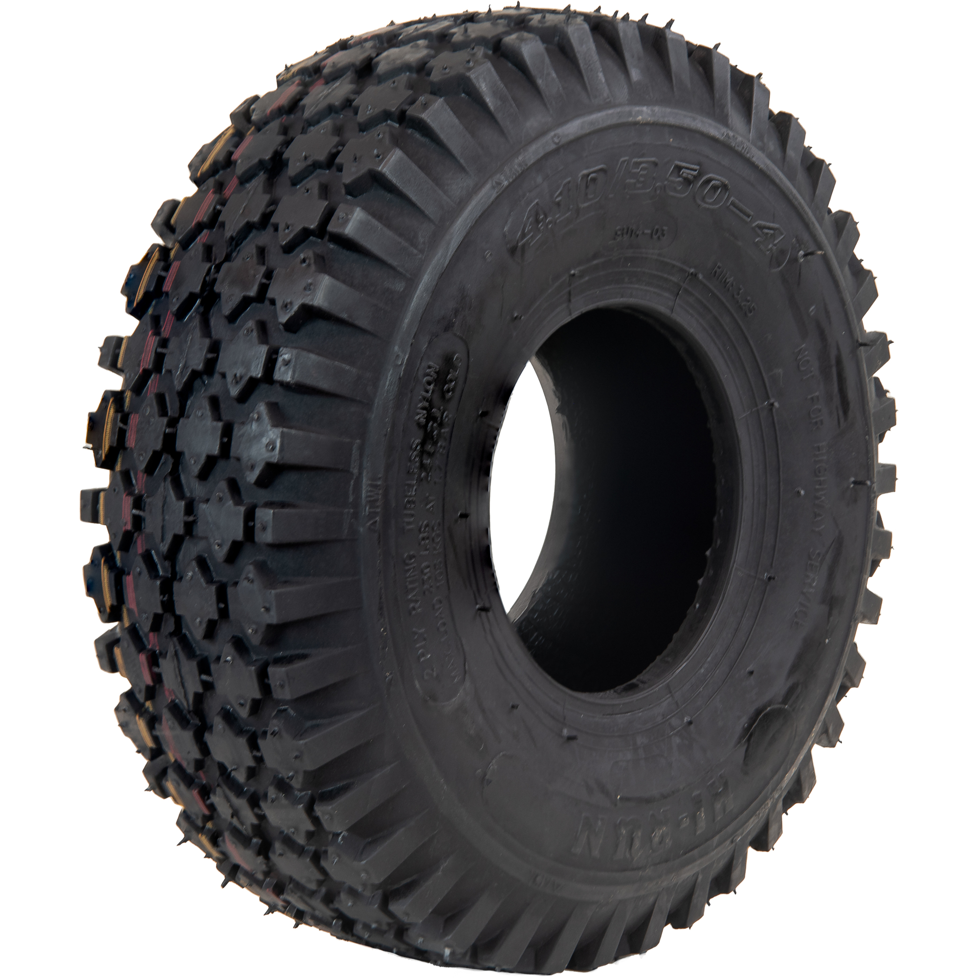 HI-RUN, Lawn Garden Tire, Stud, Tire Size 4.10/3.50-4 Load Range Rating A, Model# WD1048